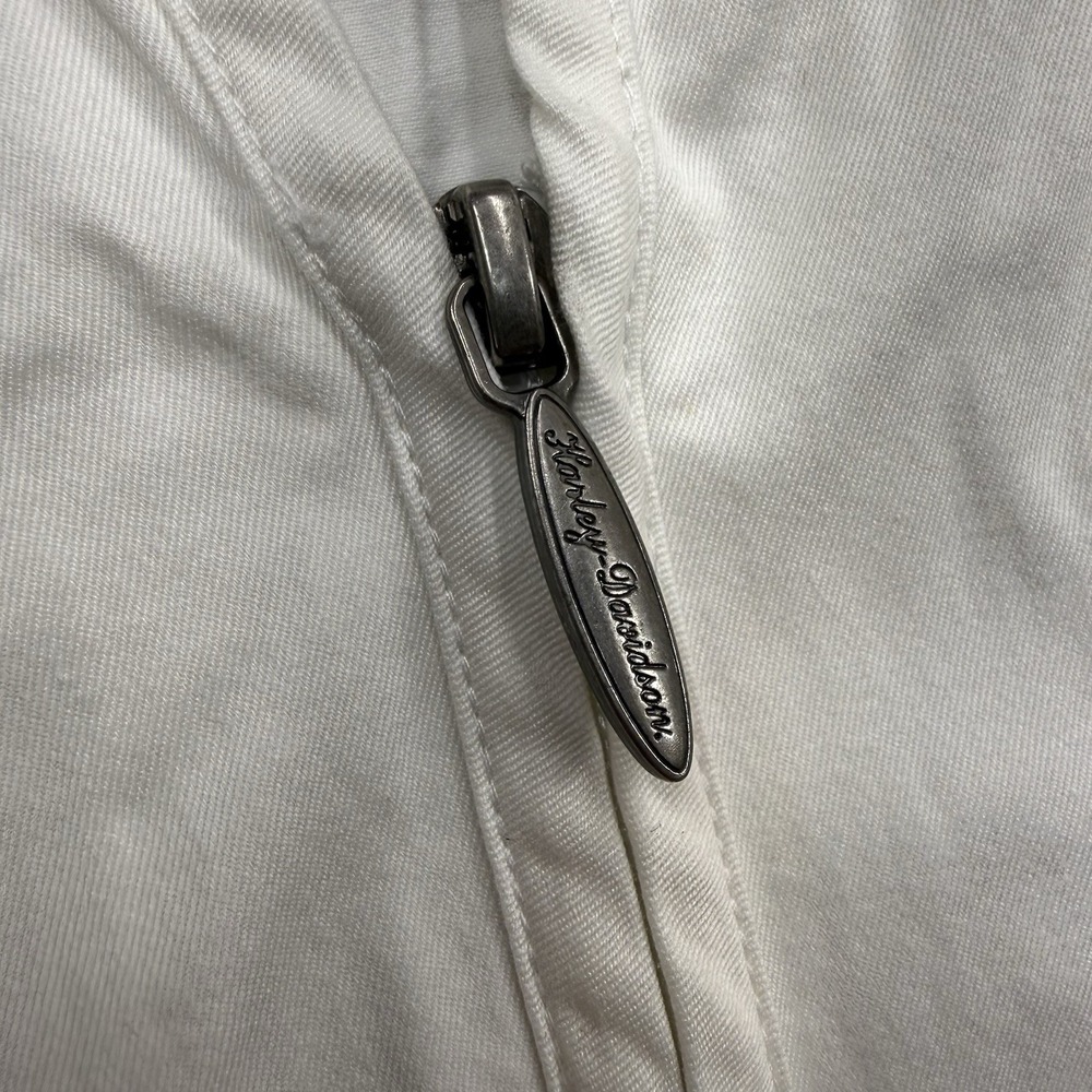 Vintage Harley Davidson Zip Up Bowling Racing White/Aqua/Black Y2K Size XL - Picture 7 of 11
